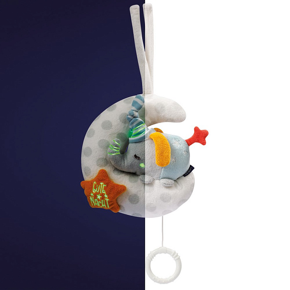 FEHN игрушка-подвеска музыкальная Слоник на луне, светящаяся в темноте - фото  3
