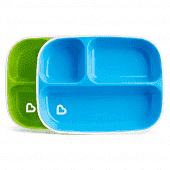 Munchkin тарелка детская секционная Splash™ набор 2шт. с 6 мес., голубая зеленая