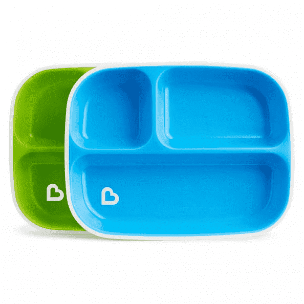 Munchkin тарелка детская секционная Splash™ набор 2шт. с 6 мес., голубая зеленая