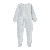 Babybu комбинезон на молнии Pale Grey Melange Stripe 100% органический хлопок 