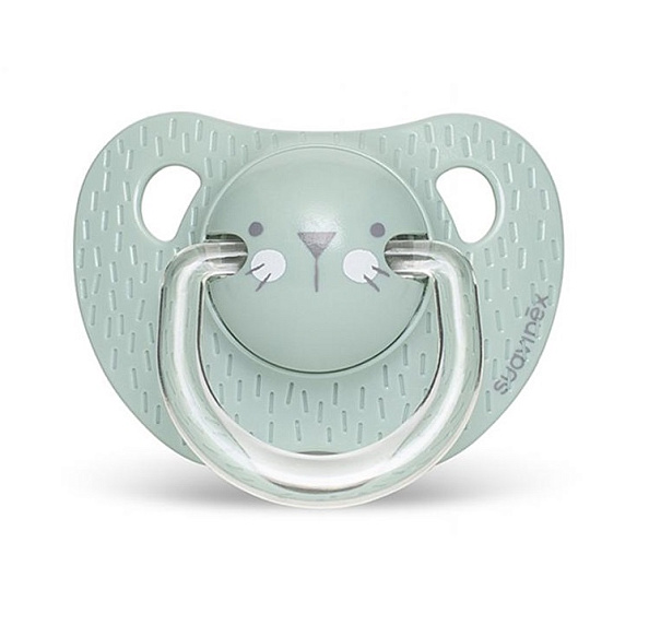 Suavinex пустышка 18 месяцев+ анатомическая силиконовая соска Hello Baby зеленый зайка - фото  1