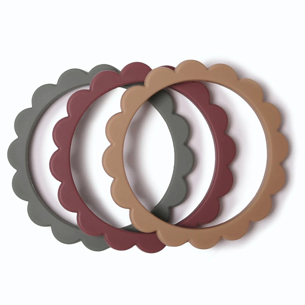 MUSHIE прорезыватель 3 штуки Flower Bracelet Berry/Dried Thyme/Natural - фото  2