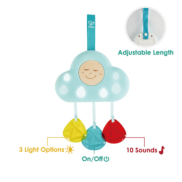 Hape игрушка подвесная ночник Музыкальное облако - фото  5