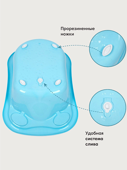 OLANT ванночка детская со сливом цвет голубой - фото  3