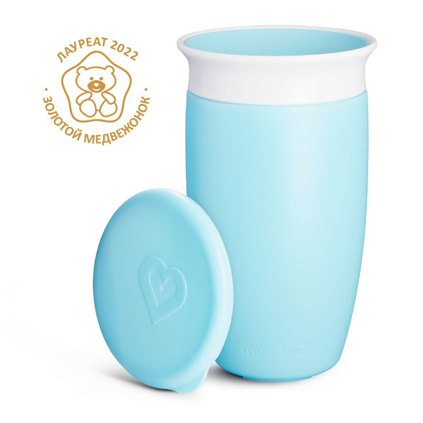 Munchkin поильник непроливайка MIRACLE® 360° с крышкой 296 мл. с 12 мес., голубой - фото  1