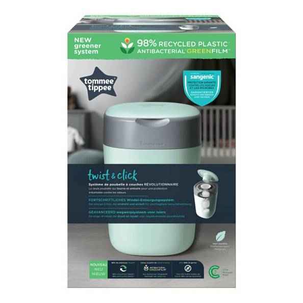 Tommee Tippee утилизатор подгузников, накопитель для использованных подгузников Twist & Click, green - фото  3