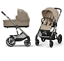 Cybex Коляска 2в1 Balios S Lux TPE Almond Beige в комплекте со спальным блоком Cot S и дождевиками - фото 1
