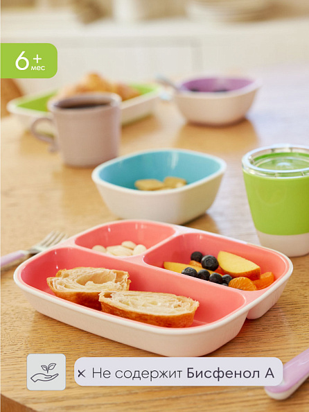 Munchkin тарелки детские секционные Splash™ набор 2шт. с 6 мес., розовая фиолетовая - фото  8