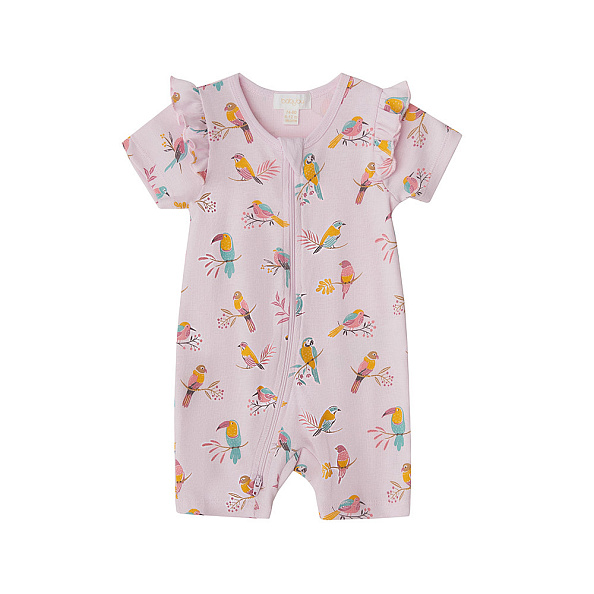 Babybu комбинезон укороченный на молнии PARROT 100% органический хлопок ПИМА цвет розовый - фото  1