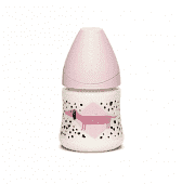 Suavinex бутылка "DOG" с круглой латексной соской 150 мл с рождения цвет розовый