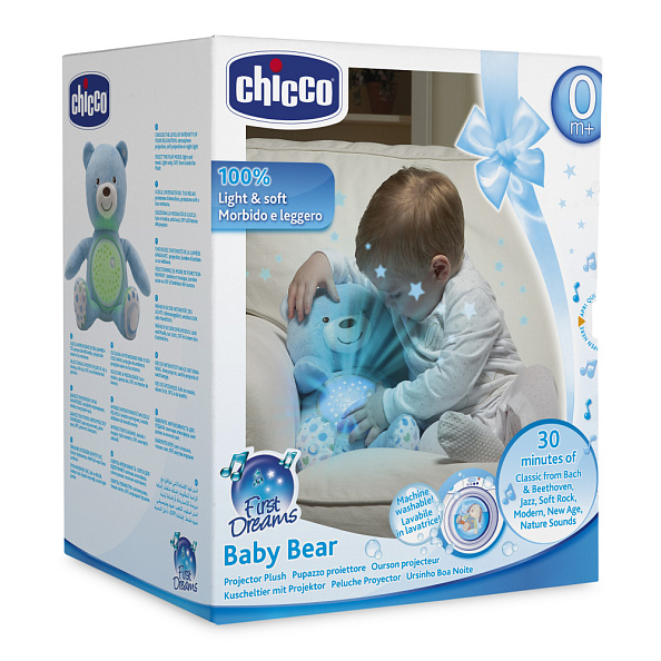 Chicco игрушка-проектор мягкая музыкальная Мишка, голубой - фото  14