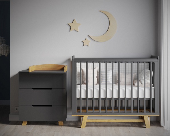 OLANT BABY кровать с маятником Скаген ЕССО графит/бук - фото  2