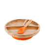 Avanchy Бамбуковая тарелка Toddler с ложкой, оранжевая
