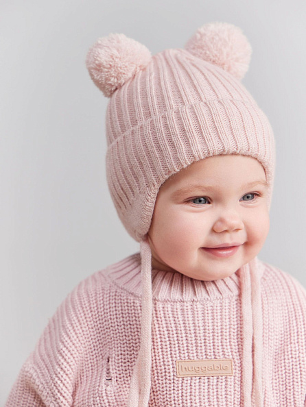 Happy Baby шапка детская с помпоном pink - фото  2