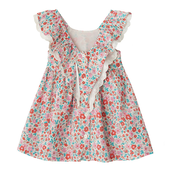 Babybu платье SUMMER BLOOMS 100% органический хлопок цвет красный - фото  2