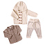 leoking костюм-тройка(кардиган с капюшоном,кофточка,брюки) цвет белый