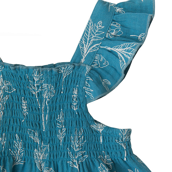 Babybu комбинезон на бретельках со сборкой на резинке FERN 100% органический хлопок цвет синий - фото  3