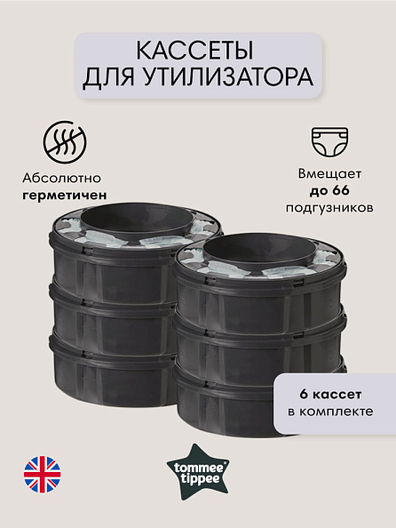 Tommee Tippee кассеты (6 шт.) для утилизатора, накопителя для подгузников Twist & Click - фото  2