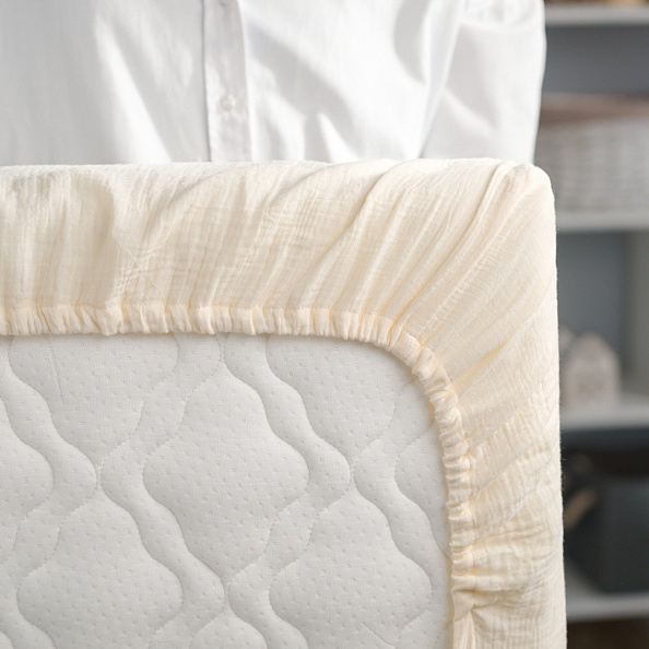 Perina простыня на резинке детская  Muslin (молочная)  - фото  5