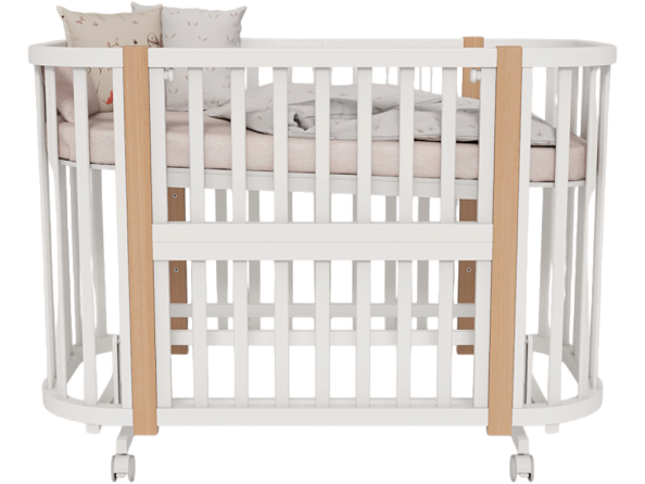 OLANT BABY кровать-трансформер с маятником Vila белый/бук - фото  5