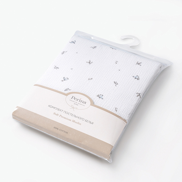 Perina комплект постельного белья Muslin Птички/Голубая пастель 3 предмета - фото  10