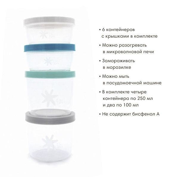 JANE контейнер пластиковый с крышкой набор 6 штук Cosmos