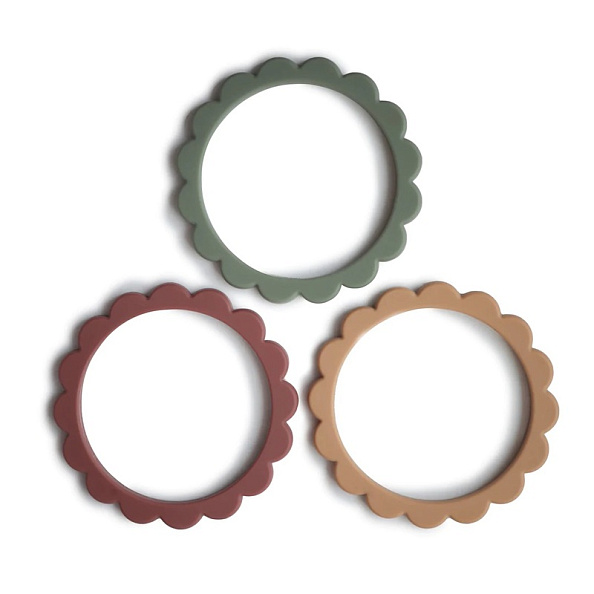MUSHIE прорезыватель 3 штуки Flower Bracelet Berry/Dried Thyme/Natural - фото  1