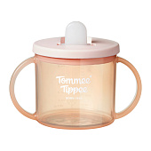 Tommee Tippee поильник, обучающая чашка с носиком и ручками, 190 мл, 4 м+, оранженвый