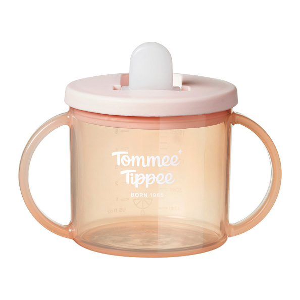 Tommee Tippee поильник, обучающая чашка с носиком и ручками, 190 мл, 4 м+, оранженвый - фото  1