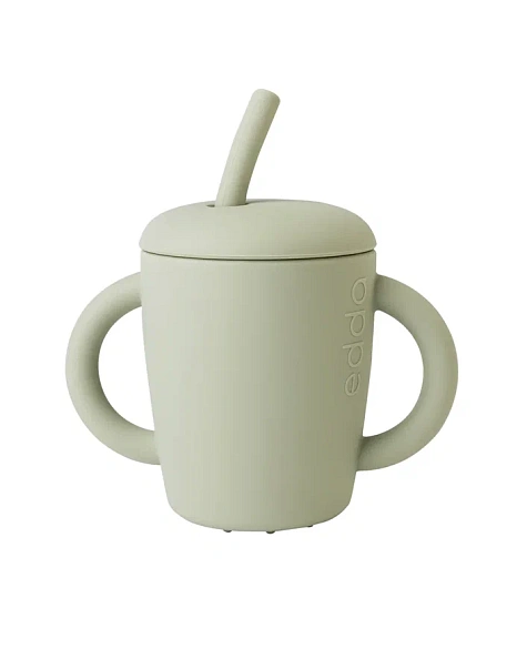 Edda поильник с трубочкой силикон Шалфей - фото  1