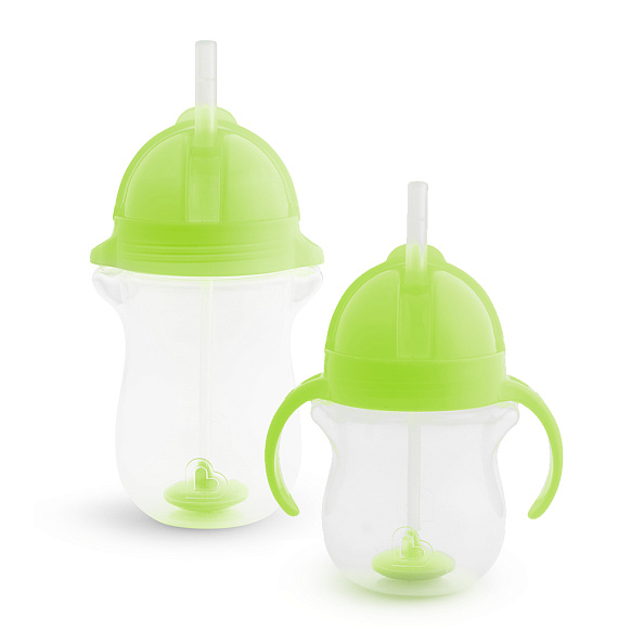 Munchkin поильник Click Lock Any Angle™ с трубочкой 207 мл./280 мл. с  6 мес 2шт, зеленый - фото  1
