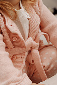 leoking костюм-тройка(кардиган с капюшоном,кофточка,брюки) цвет розовый