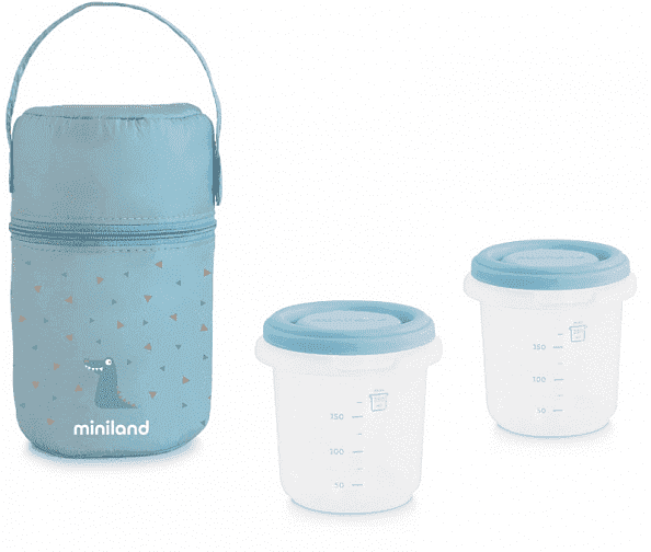 Miniland термосумка с двумя вакуумными контейнерами 250 мл*2 цвет голубой