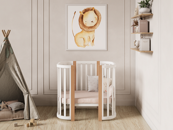 OLANT BABY кровать-трансформер с маятником Vila белый/бук - фото  14