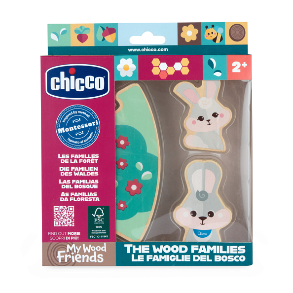 Chicco деревянные игрушки Семья Зайцев с папой - фото  1