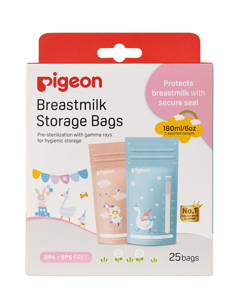 Pigeon пакеты для заморозки и хранения грудного молока 180 мл, 25 шт. - фото  1