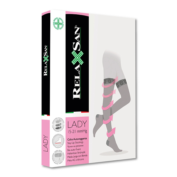 RELAXSAN чулки 1 класс компрессии Stay-up LADY на резинке цвет телесный - фото  2