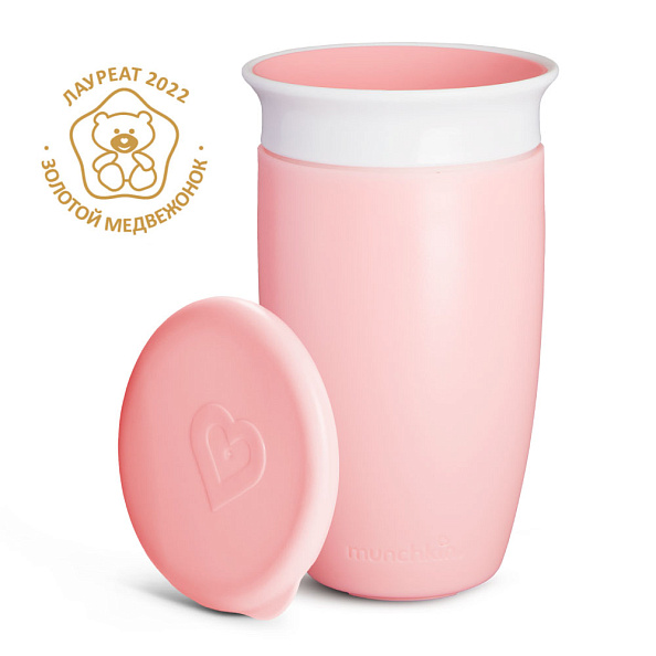 Munchkin поильник непроливайка MIRACLE® 360° с крышкой 296 мл. с 12 мес., розовый - фото  1