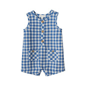 Babybu комбинезон без рукавов ATLANTIC GINGHAM 70% органический хлопок 30% лен цвет синий