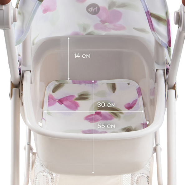 Happy Baby коляска для кукол Эшли (Ashley) сиреневые цветы / lilac flowers - фото  8